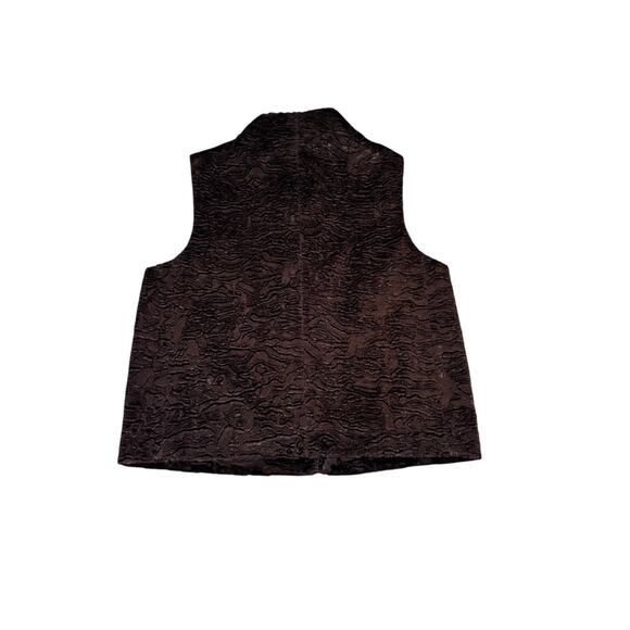 Vintage Y2K Siena Studio Faux Fur Vest Chocolate Brown Textured Button L - Picture 7 of 12